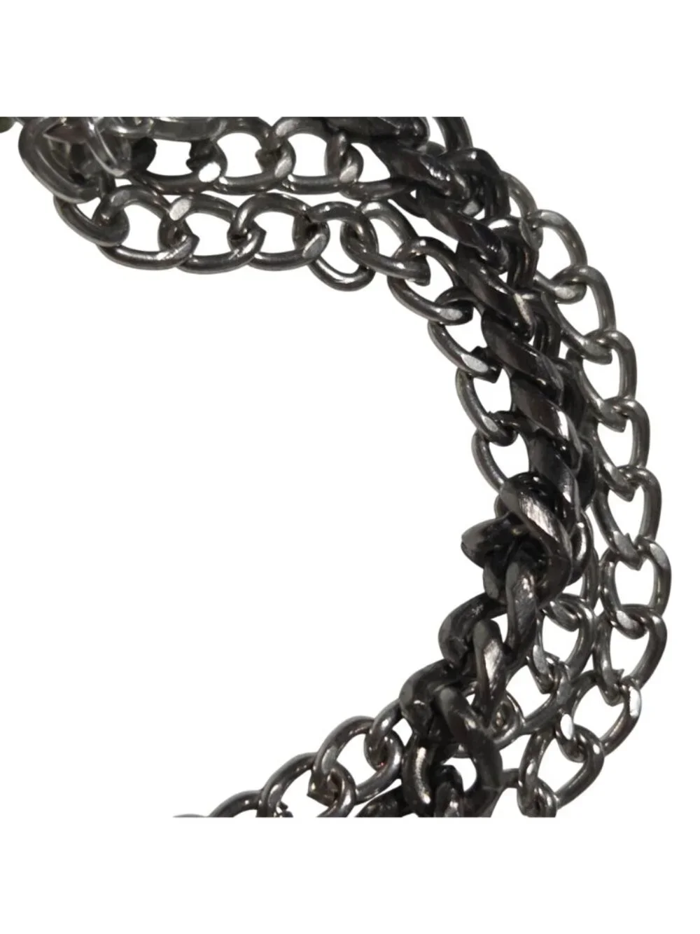 Y2 Glam Charm Bracelet Silver Tone Multi Strand Bracelet Rocker Fashion Jewelry